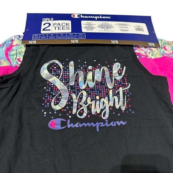 NWT Champion Girls 2-Pack Active Wear UPF 30 Moisture Wicking T-shirts Knockout - Picture 6 of 10